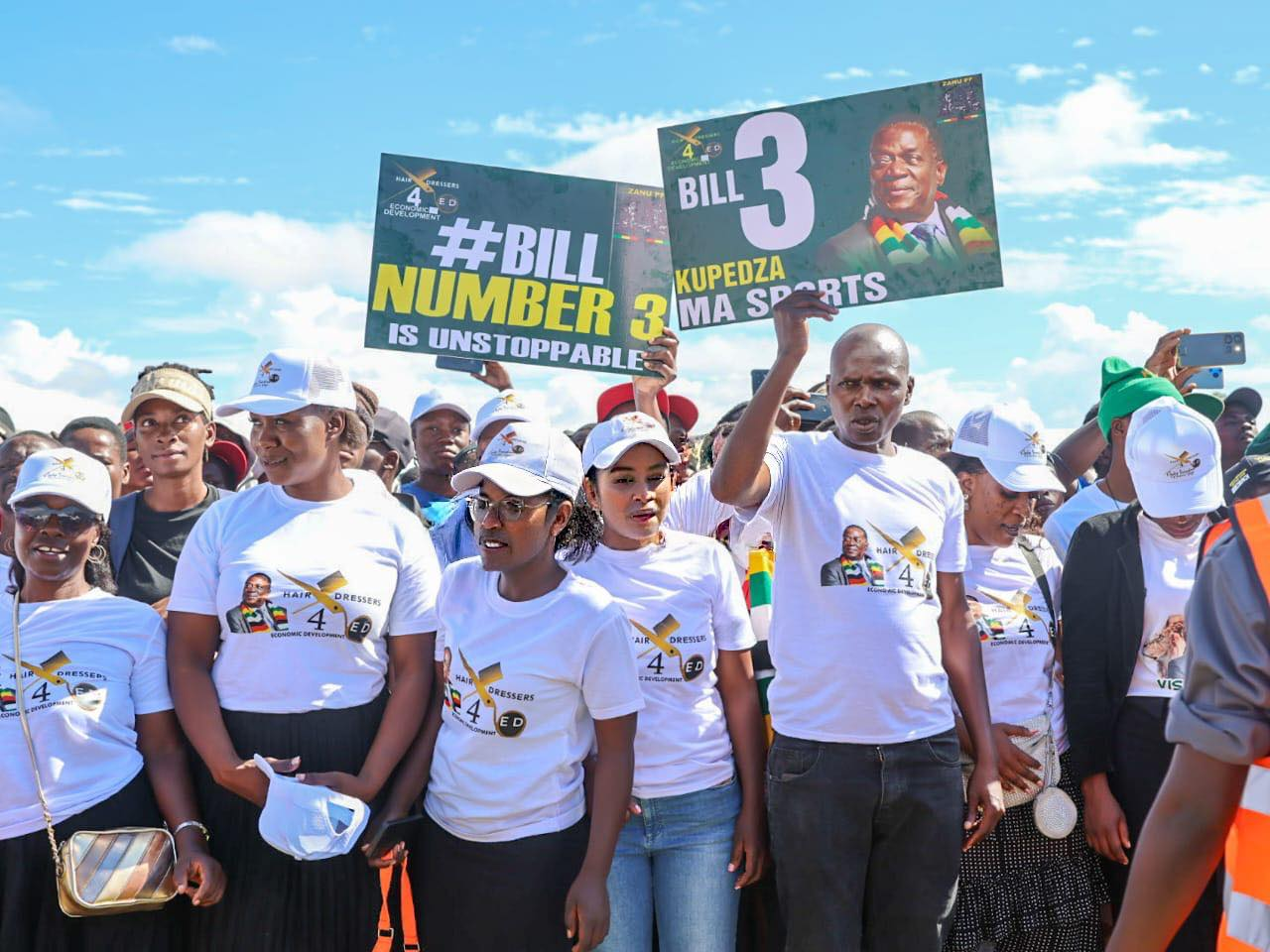 Bill Number 3 supporters at a public rally
